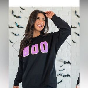 Boo Sweatshirt Halloween Pink Lily